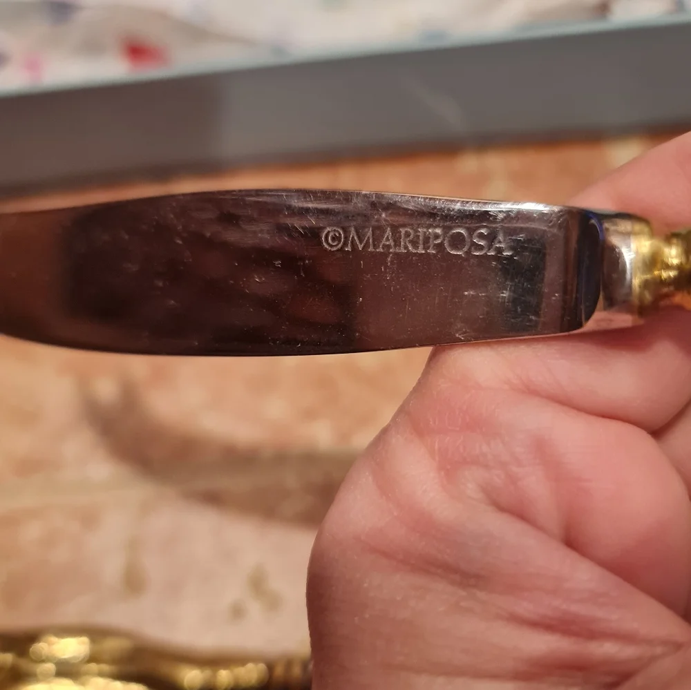 Mariposa Cheese Knife Spreader Set Botanical Gold & Stainless Vintage